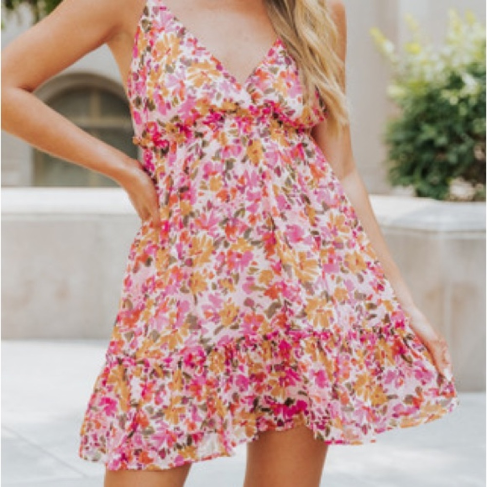 ILLA ILLA Floral Pink and Yellow Dress